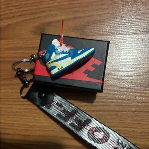 Sneaker Keychain with box and off white lanyard